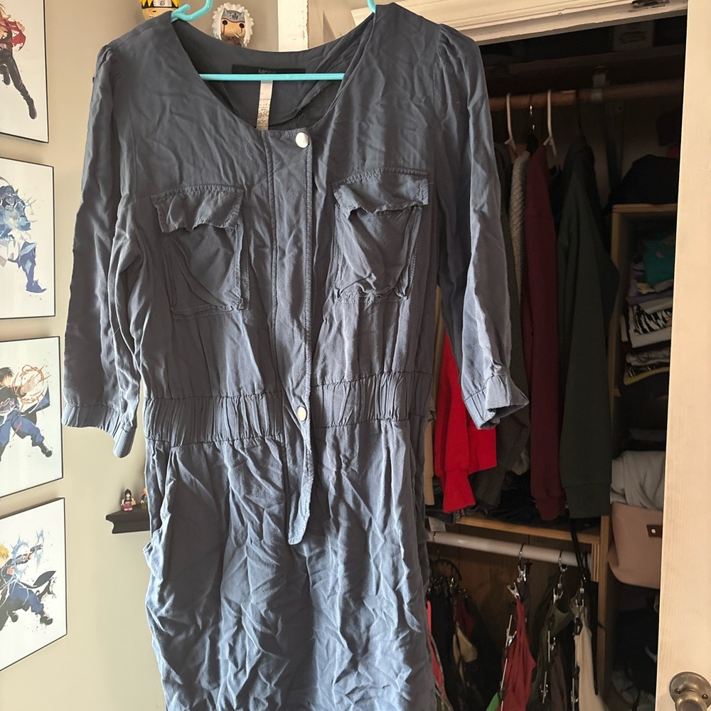 Gray Button-Up Dress